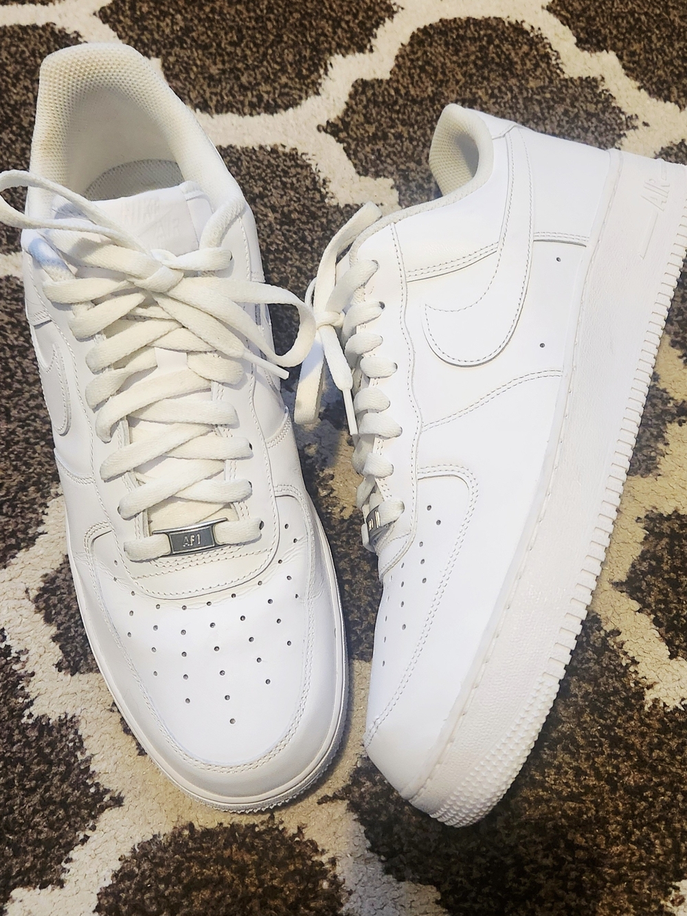 Nike AF1 Inspired Men's White Leather Sneakers - Picture 2 of 5